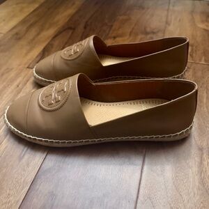 New Women’s Tory Burch Benton Tan Nappa Leather Espadrilles Sz 9.5